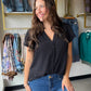 Black Ruffle Sleeve Blouse