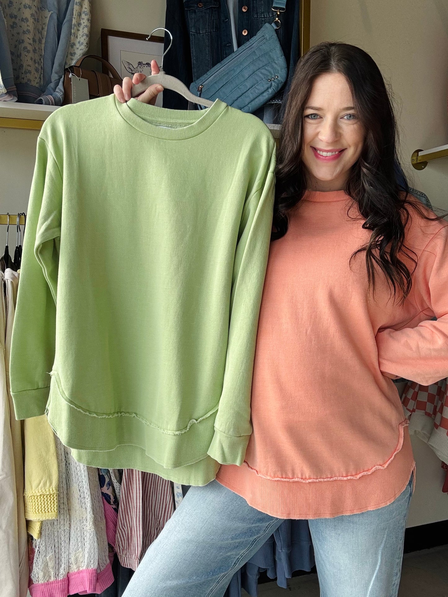 Spring Peach Vintage Wash Pullover