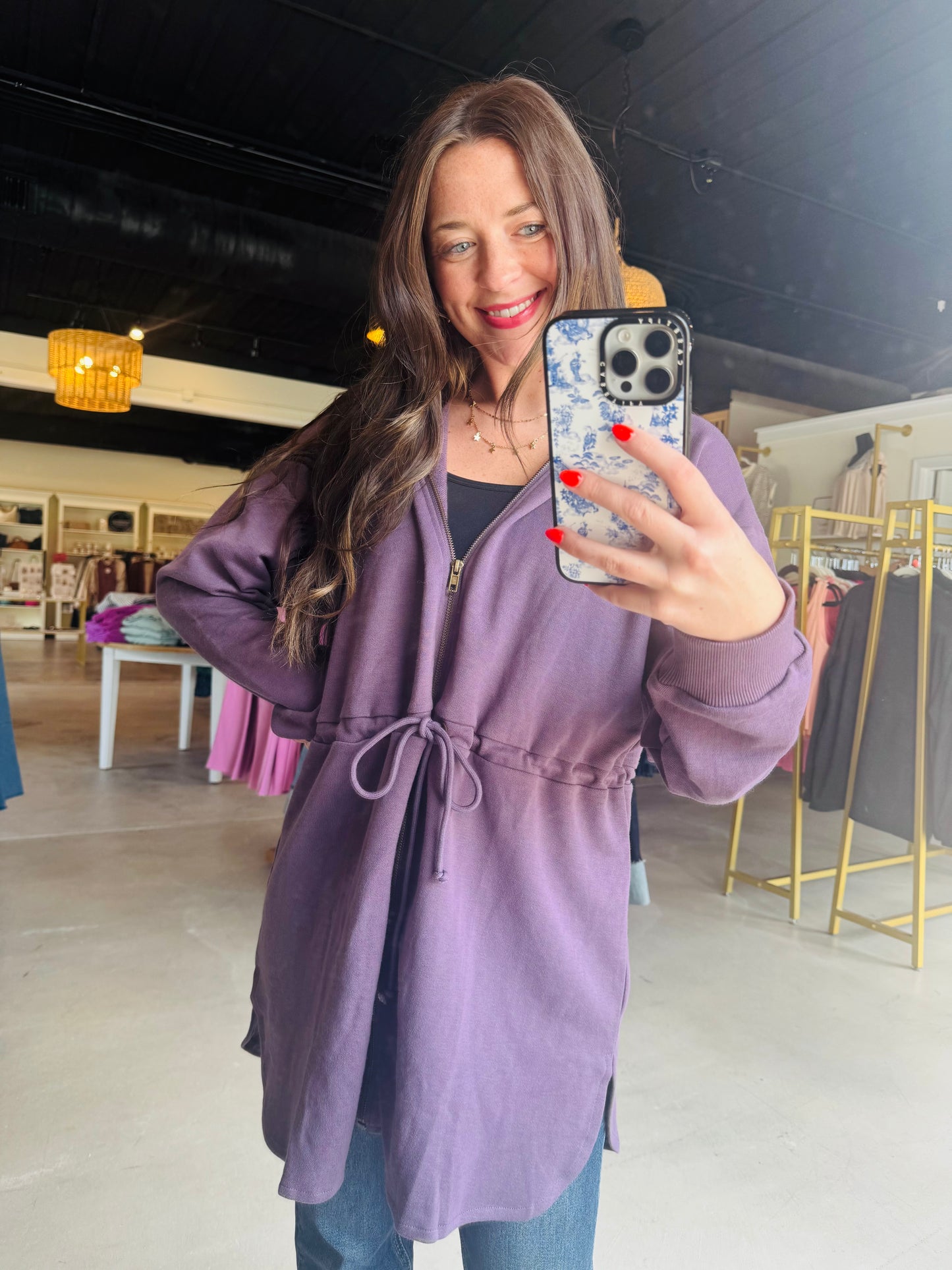 Purple Tunic Zip Up Hoodie