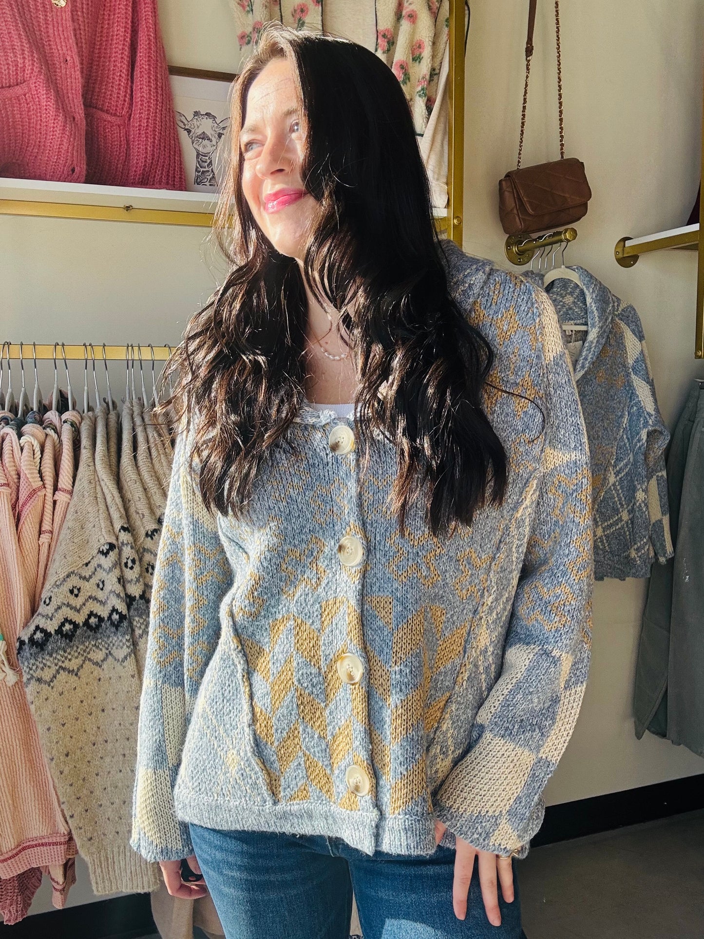 Speckled Yarn Contrast Cardigan