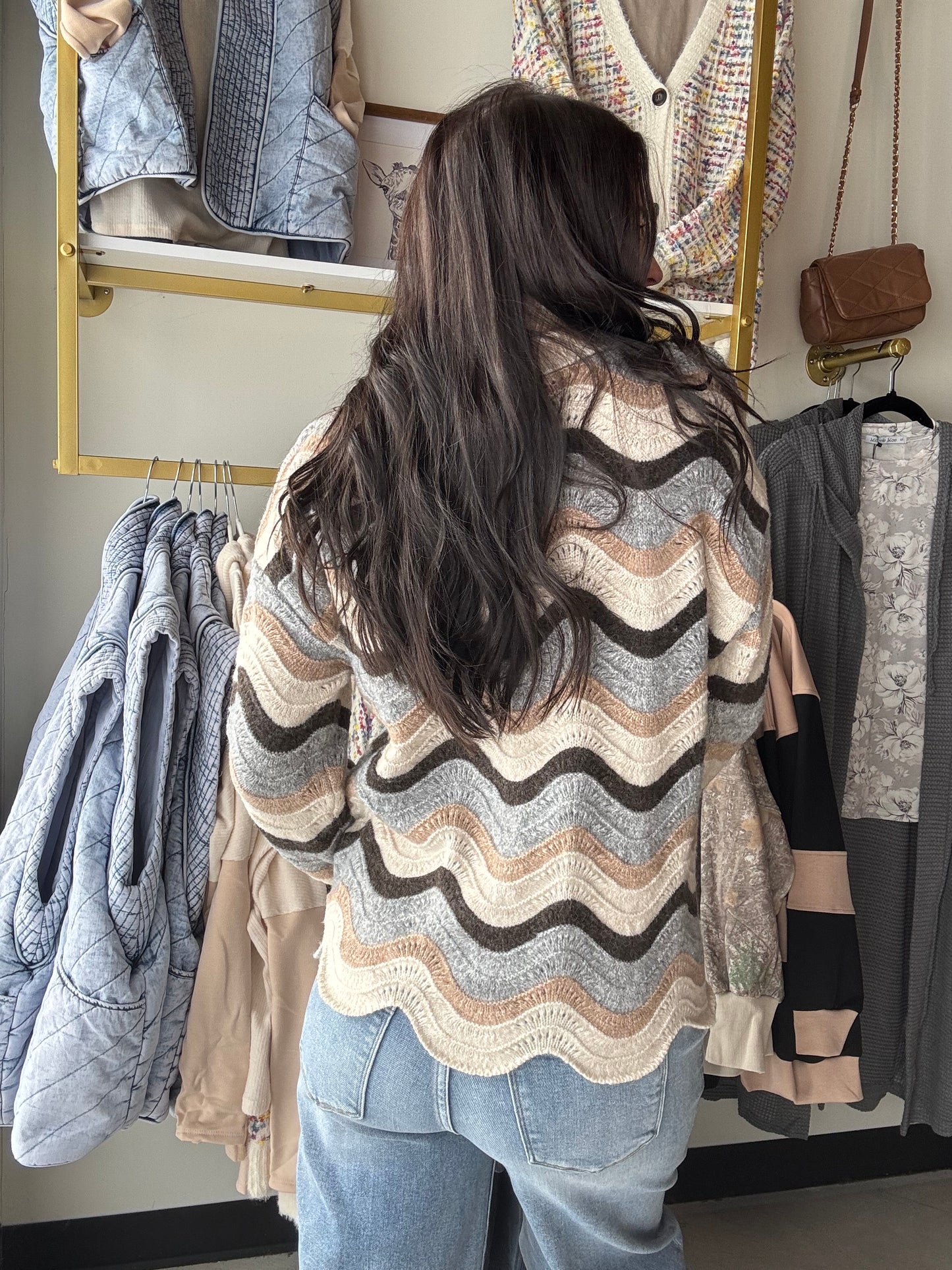 Wave Striped Turtleneck Sweater