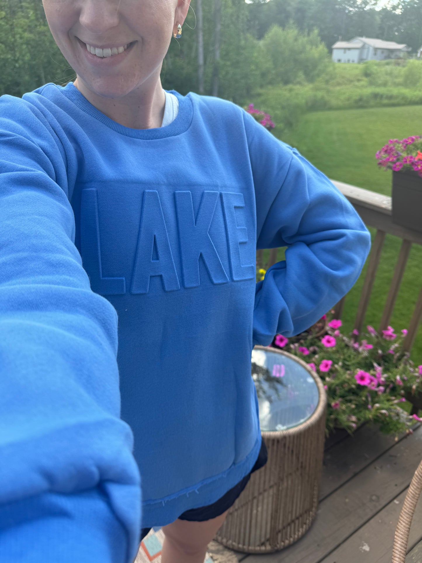 LAKE Embossed Crewneck