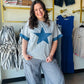 Denim Star Patchwork Terry Top