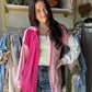 Pink & White Color Block Shacket