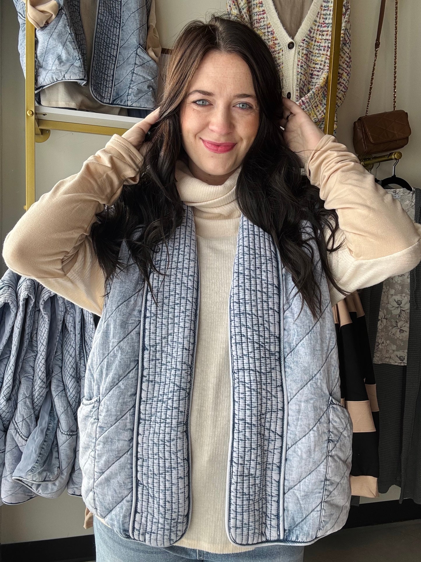 Quilted Chambray Vest