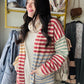 Camel Berry Color Block Cardigan