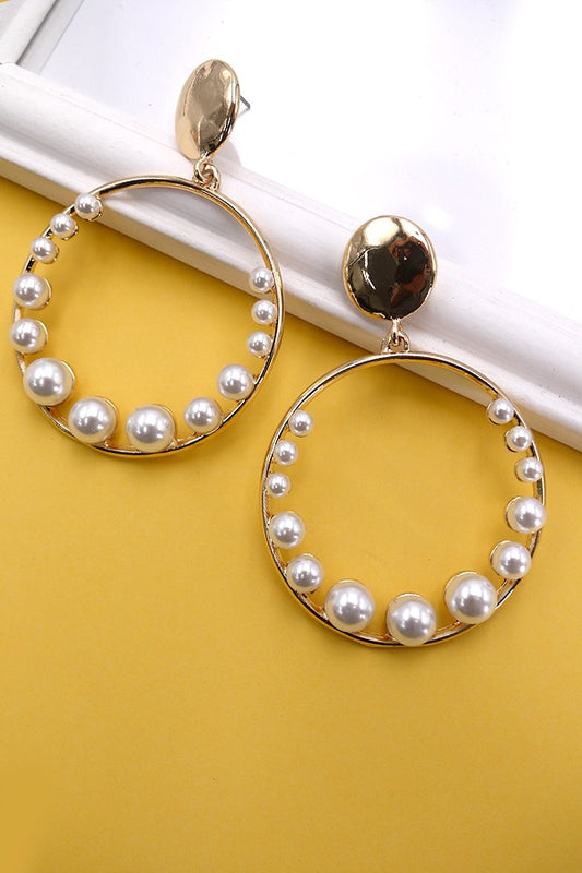 Pearl Round Drop Earrings