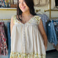 Yellow Accent Trim V Neck Tank