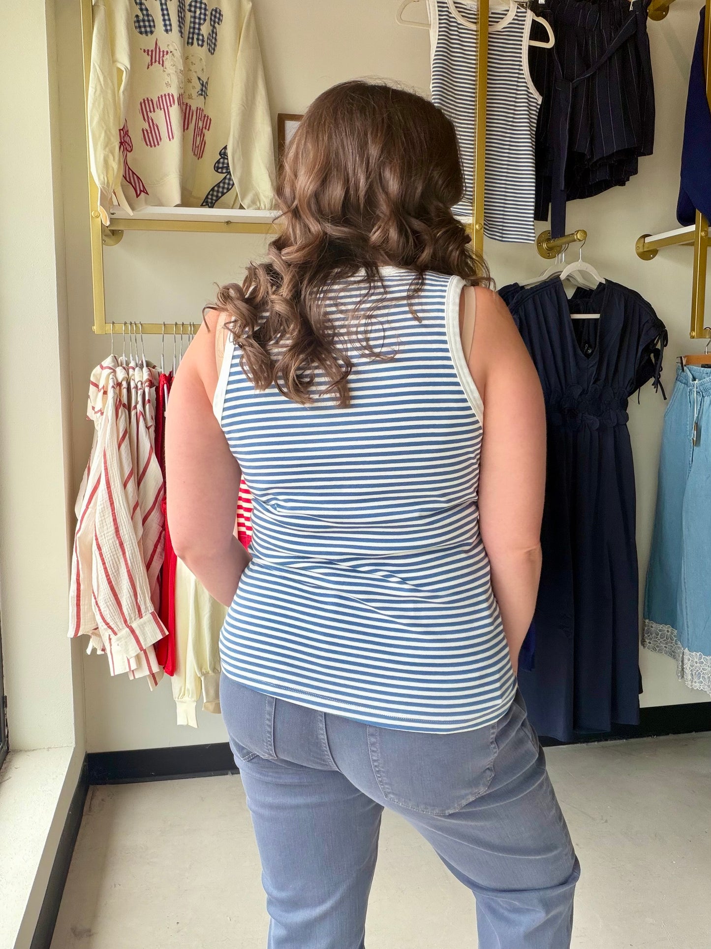 Blue & White Classic Stripe Tank