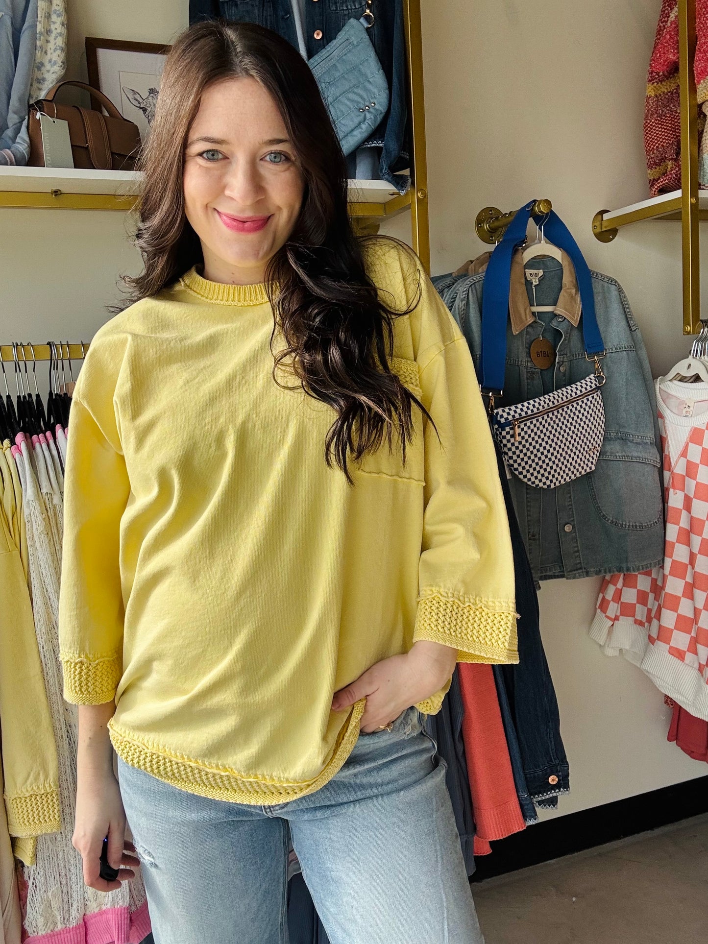 Yellow Mineral Wash Pullover
