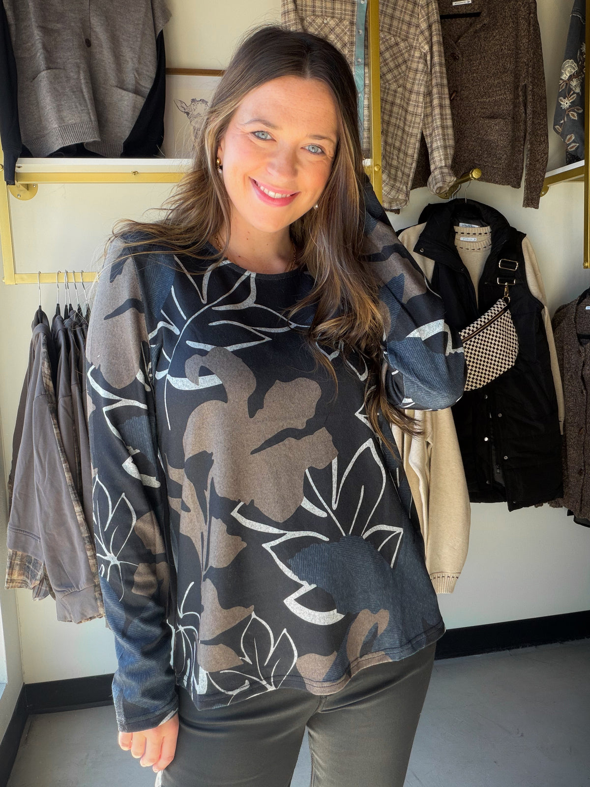 Black & Navy Floral Long Sleeve
