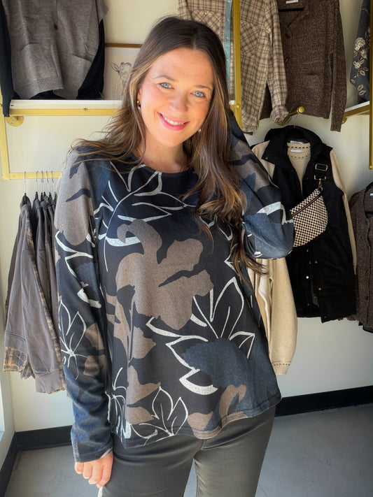 Black & Navy Floral Long Sleeve