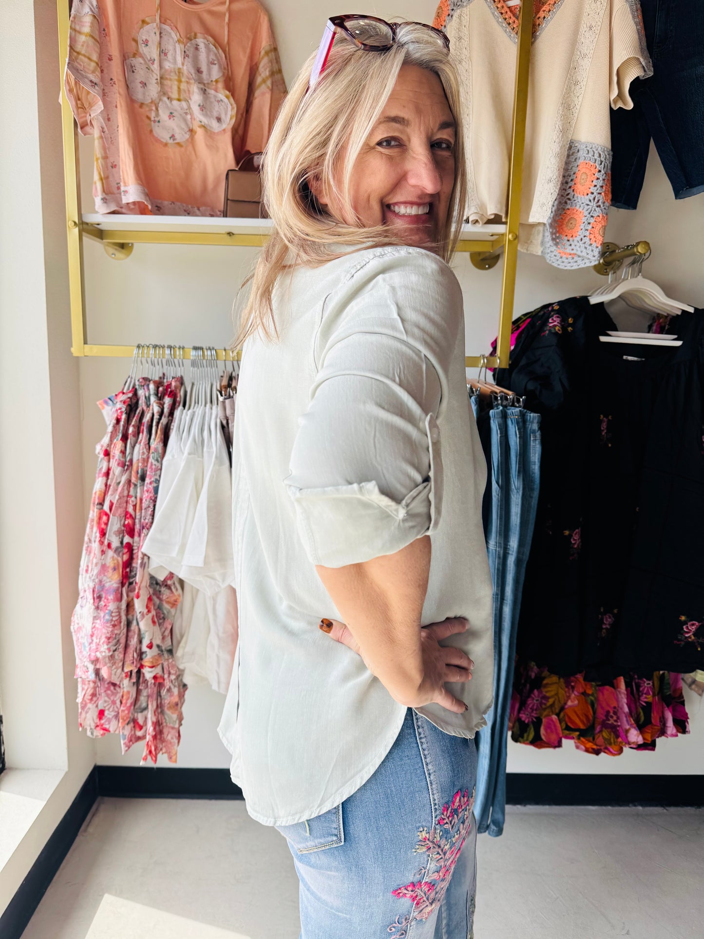 Aqua Mist Presley Top