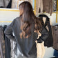 Black Semi Sheer Button Up