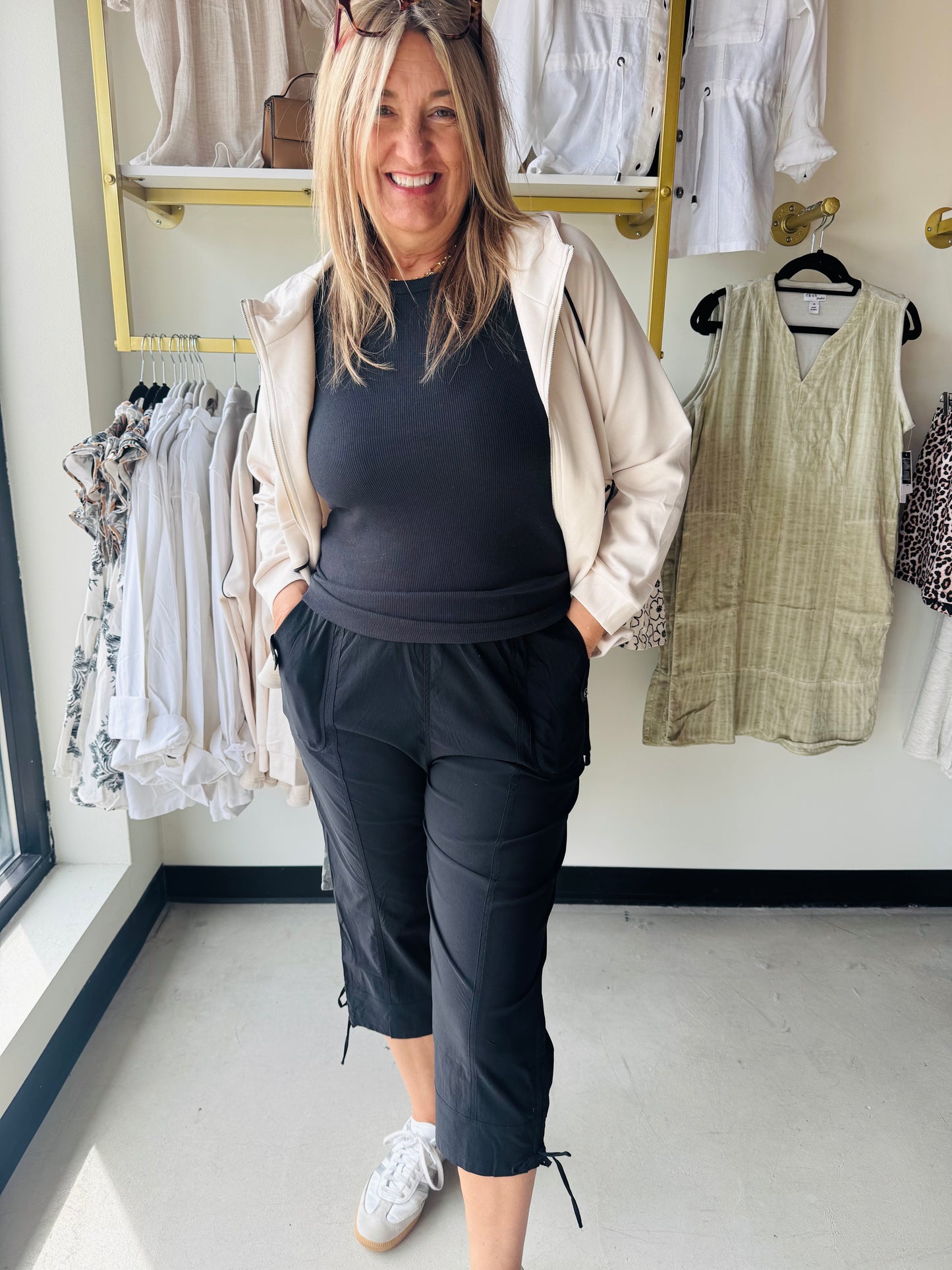 Black Drawstring Capris