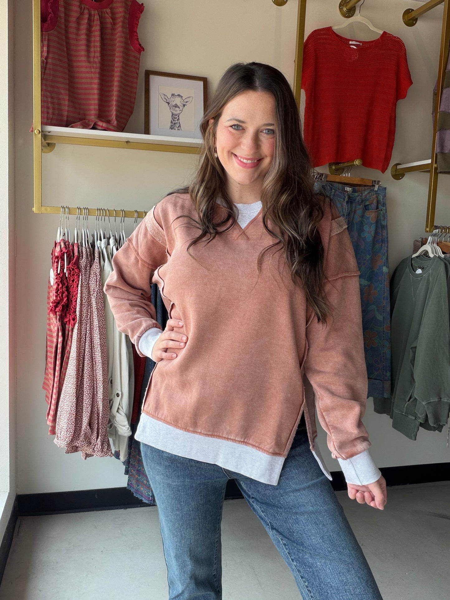 Rust Acid Wash Pullover