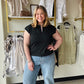 Black Pico Stitch Top