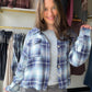Blue Plaid Fringe Button Up