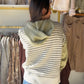 Sage Stripe Button Sweater Hoodie