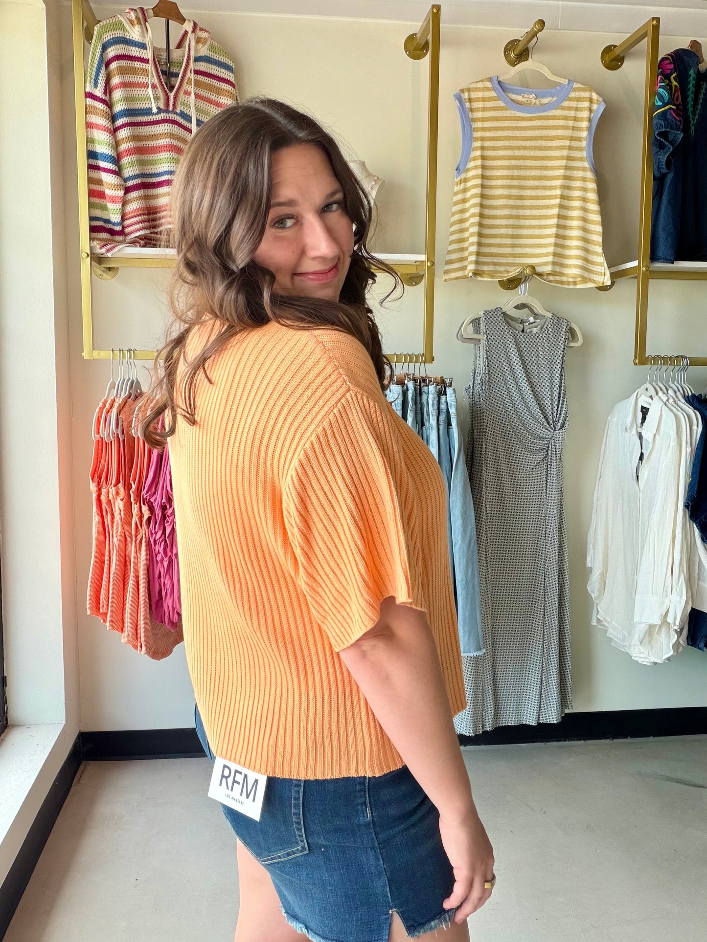 Apricot Short Sleeve Cardigan
