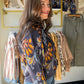 Navy Printed Half Zip Popover