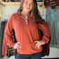Terracotta Floral Neckline Henley