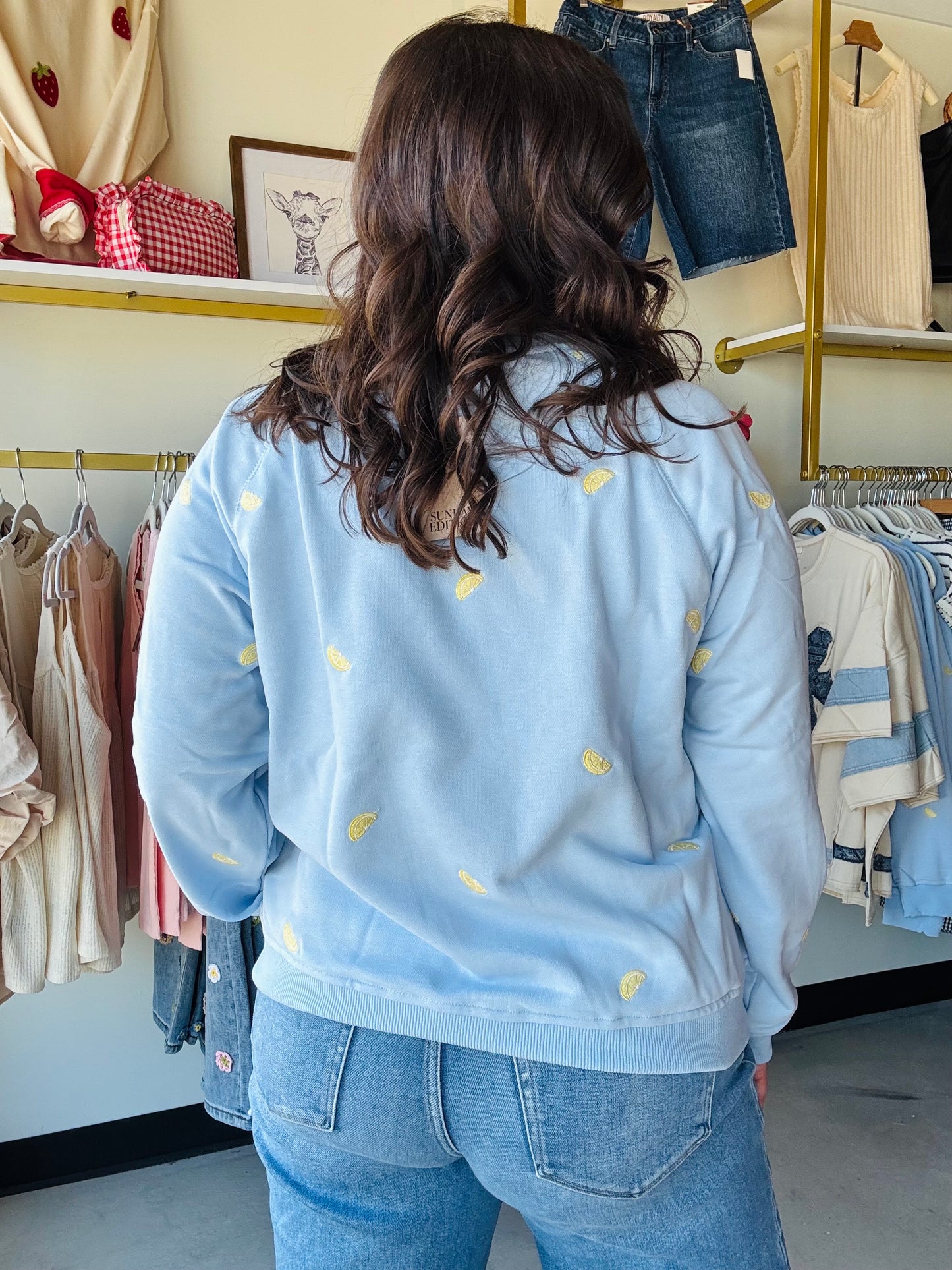 Lemon Embroidered Crewneck Pullover