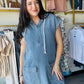 Cotton Denim Hoodie Dress