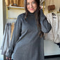 Drop Shoulder Charcoal Turtleneck