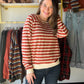 Rust Stripe Wide Neck Brushed Top
