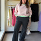 Deep Charcoal Knit Flare Pants