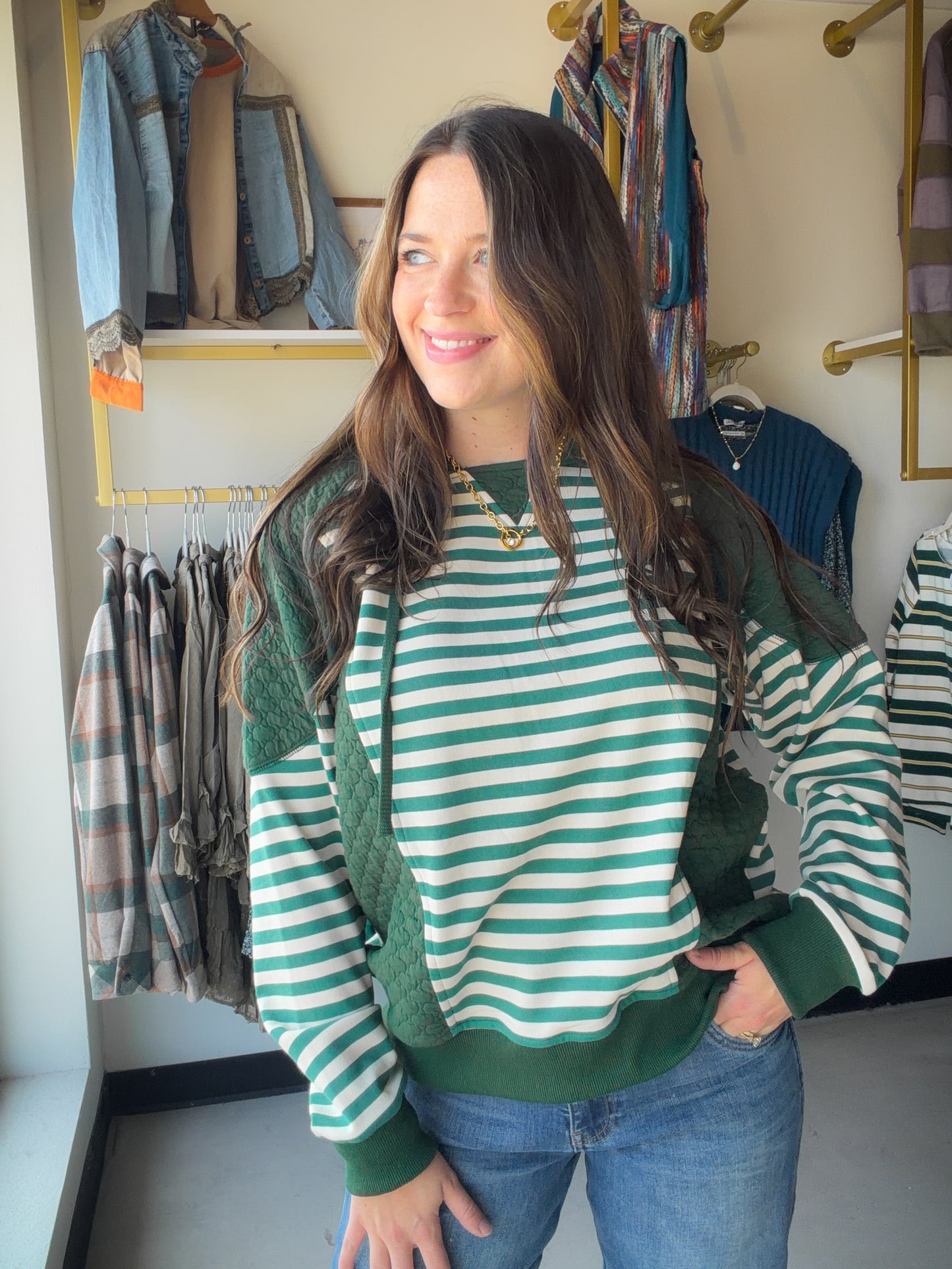 Hunter Quilted Stripe Sweatshirt