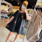 Black Embroidered Babydoll Dress