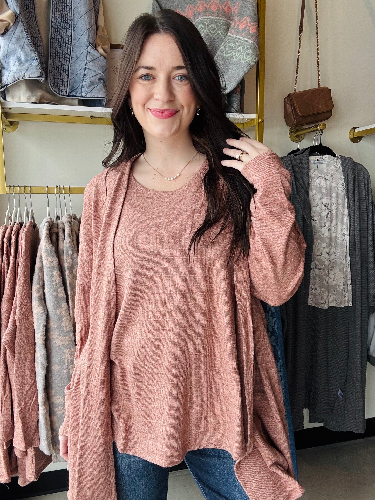 Classic Terracotta Tank & Cardigan Set