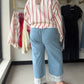 Flower Lace Trim Pull On Denim