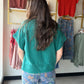 Spruce Button Trapunto Stitch Top