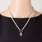 Cross Pendant Pearl And Metallic Beaded Necklace