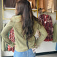 Olive Button Up Ribbed Top