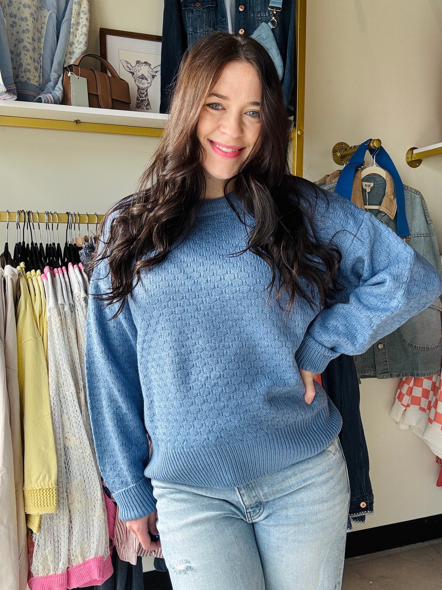 Blue Gianna Crewneck Sweater