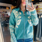 Teal Artwork Zip Cardigan