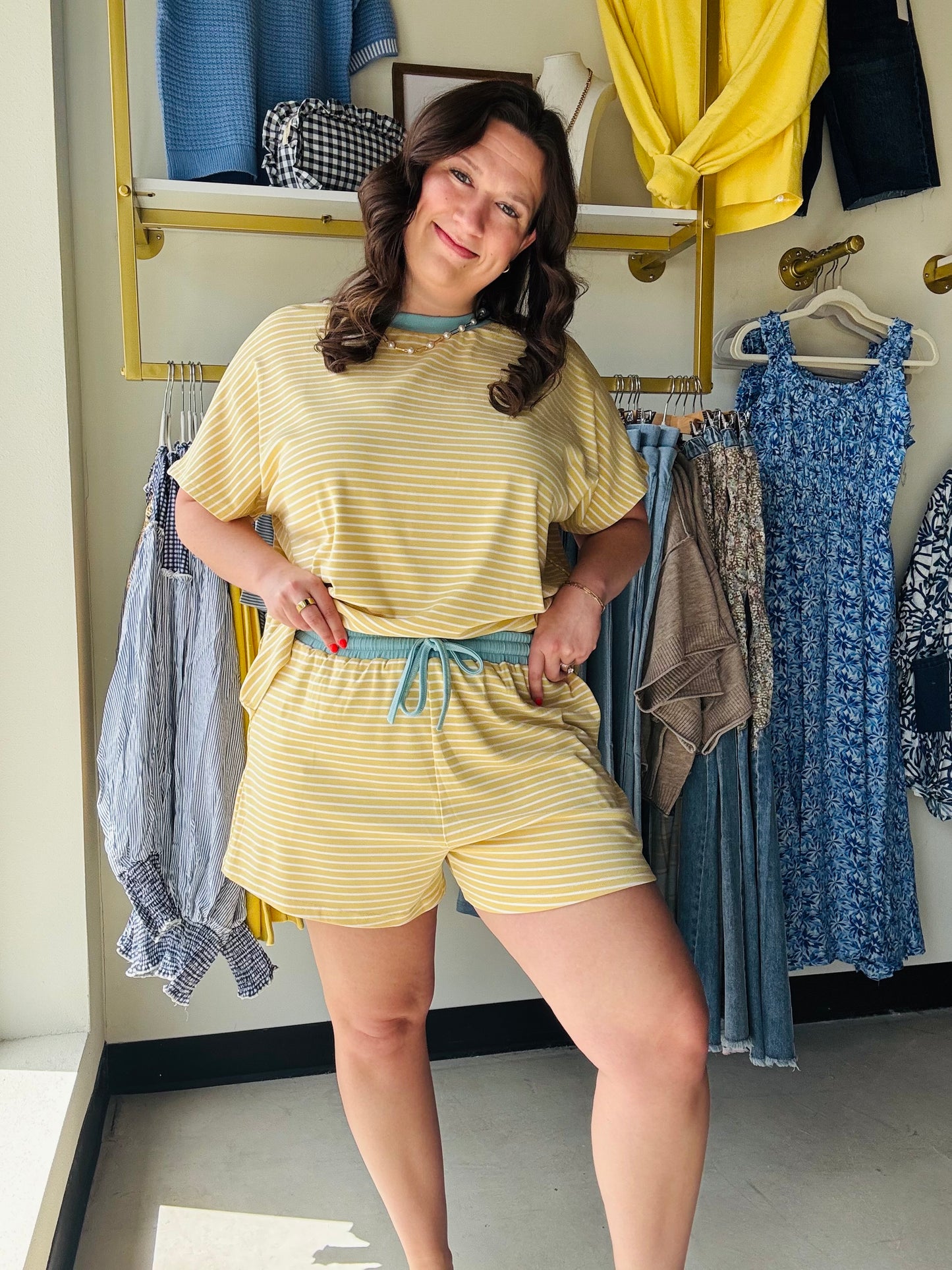 Butter Sky Stripe Lounge Shorts