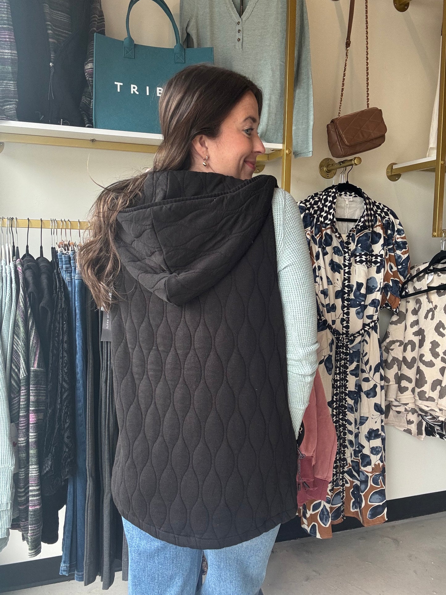 Black Hooded Vest