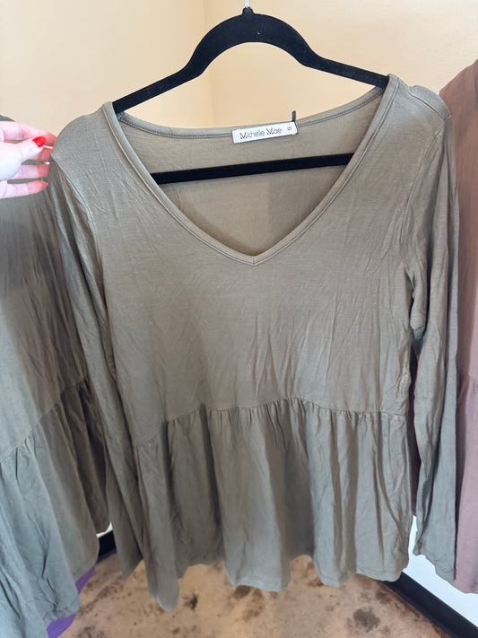 #15 Peplum Top- Olive