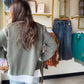 Army Green Acid Wash Pullover
