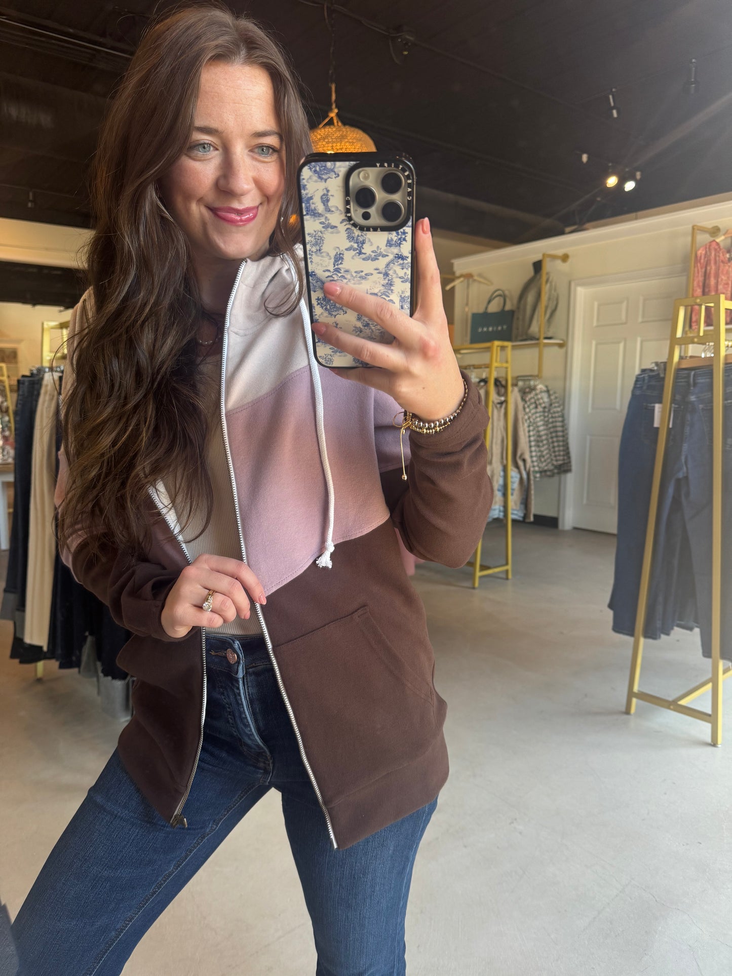 Neutral Purple Block Full Zip