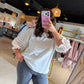 Heather Grey Accent Sleeve Pullover