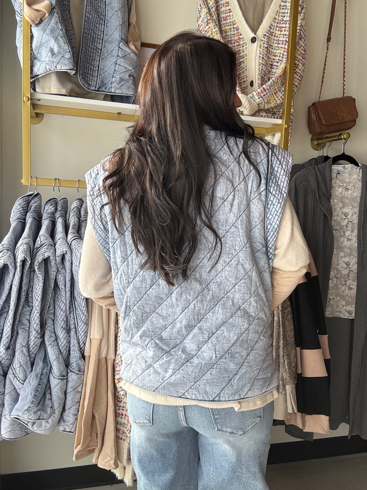 Quilted Chambray Vest