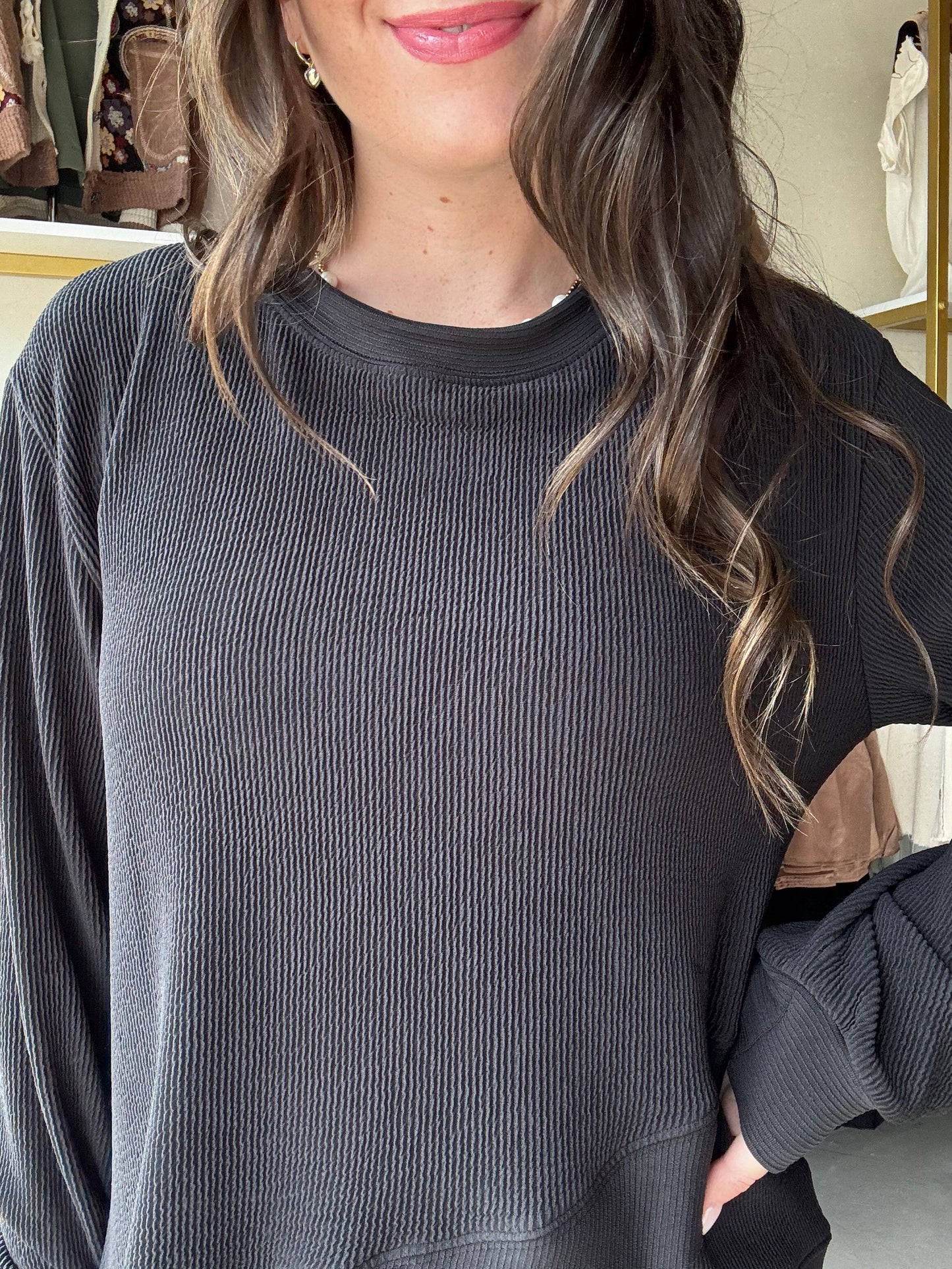 Black Asymmetrical Hem Top