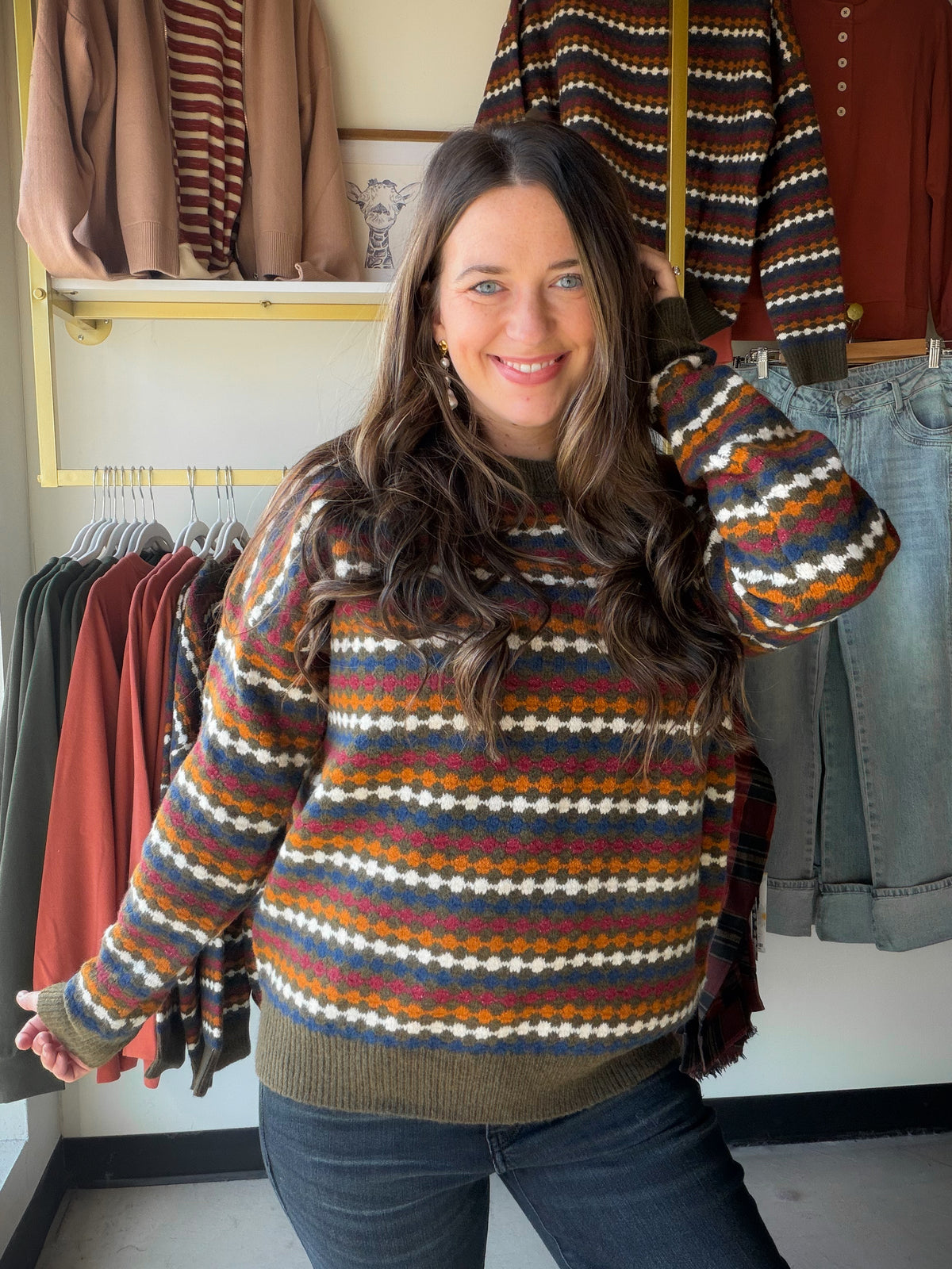 Olive Honeycomb Stripe Sweater