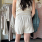 Melange Pleated Pull On Shorts